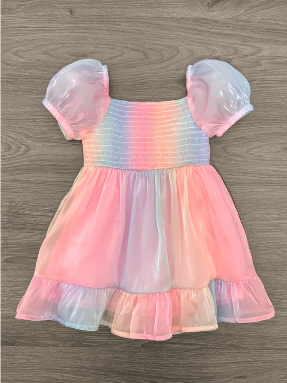 Pastel Pink Rainbow Satin Dress for Girls Size 8/9 - Sparkle in Pink Dress